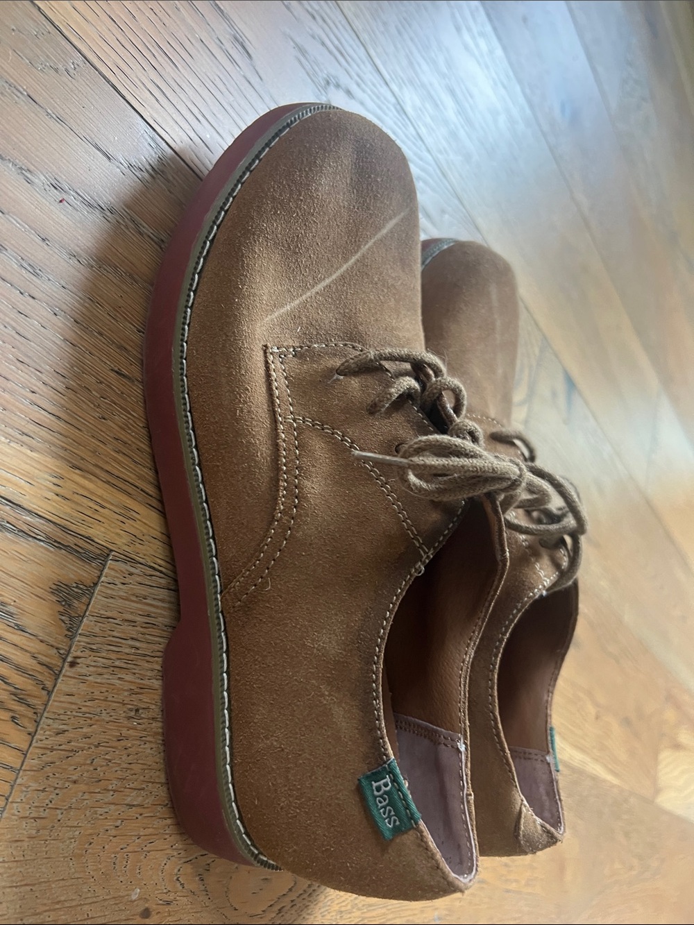 Bass women’s Tan Suede Derby Lace-Up Shoes - Picture 2 of 5